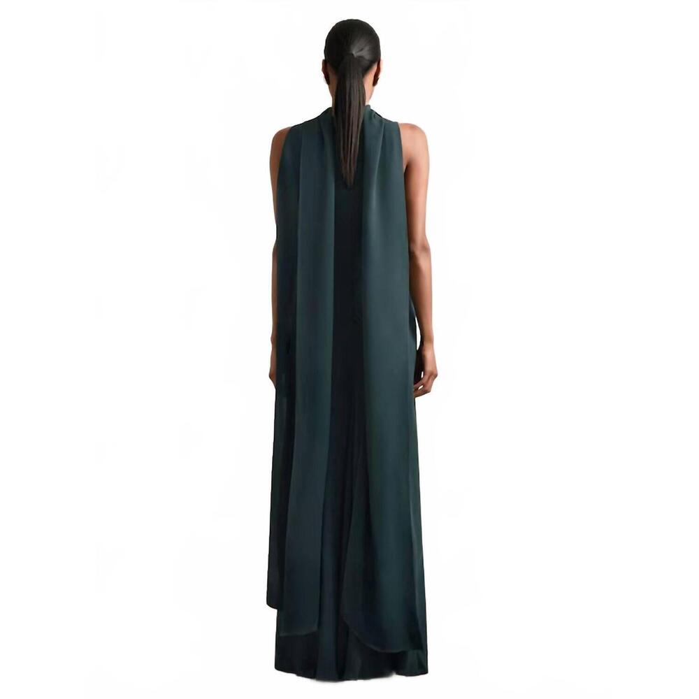 NEW REISS crepe cape maxi gown in teal - Picture 5 of 6